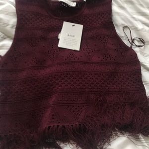 ALC burgundy crop top size small new